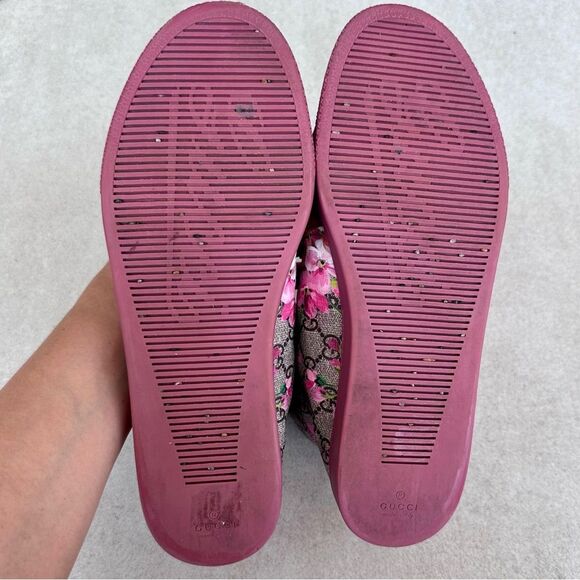 Gucci Coda Bloom GG Monogram High Tops Sneakers Red Suede Floral EU 38.5 US 8.5 - Picture 9 of 10